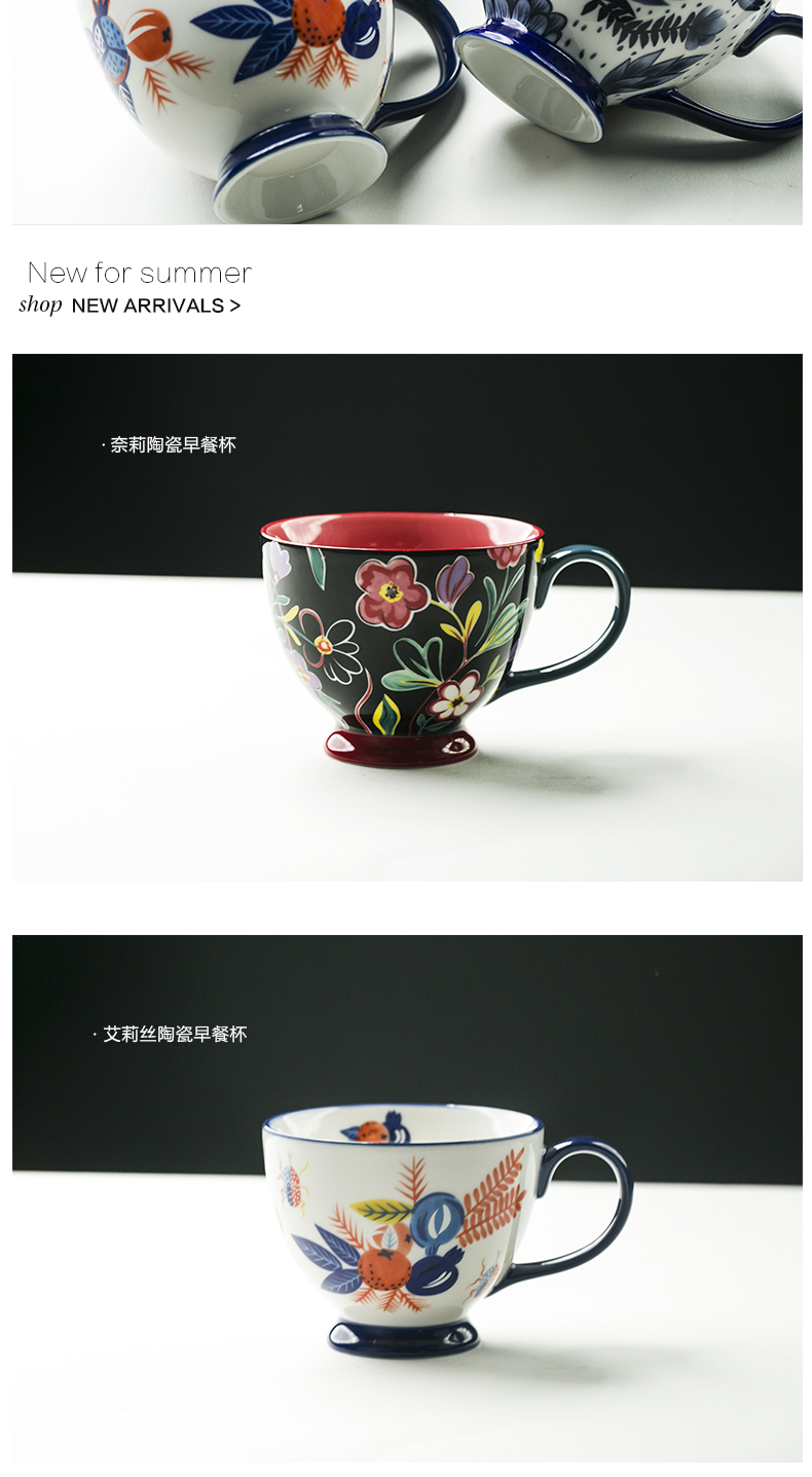 Eat breakfast creative ceramic keller cup hand - made under glaze color high cereal bowl of cereal bowl of milk cup