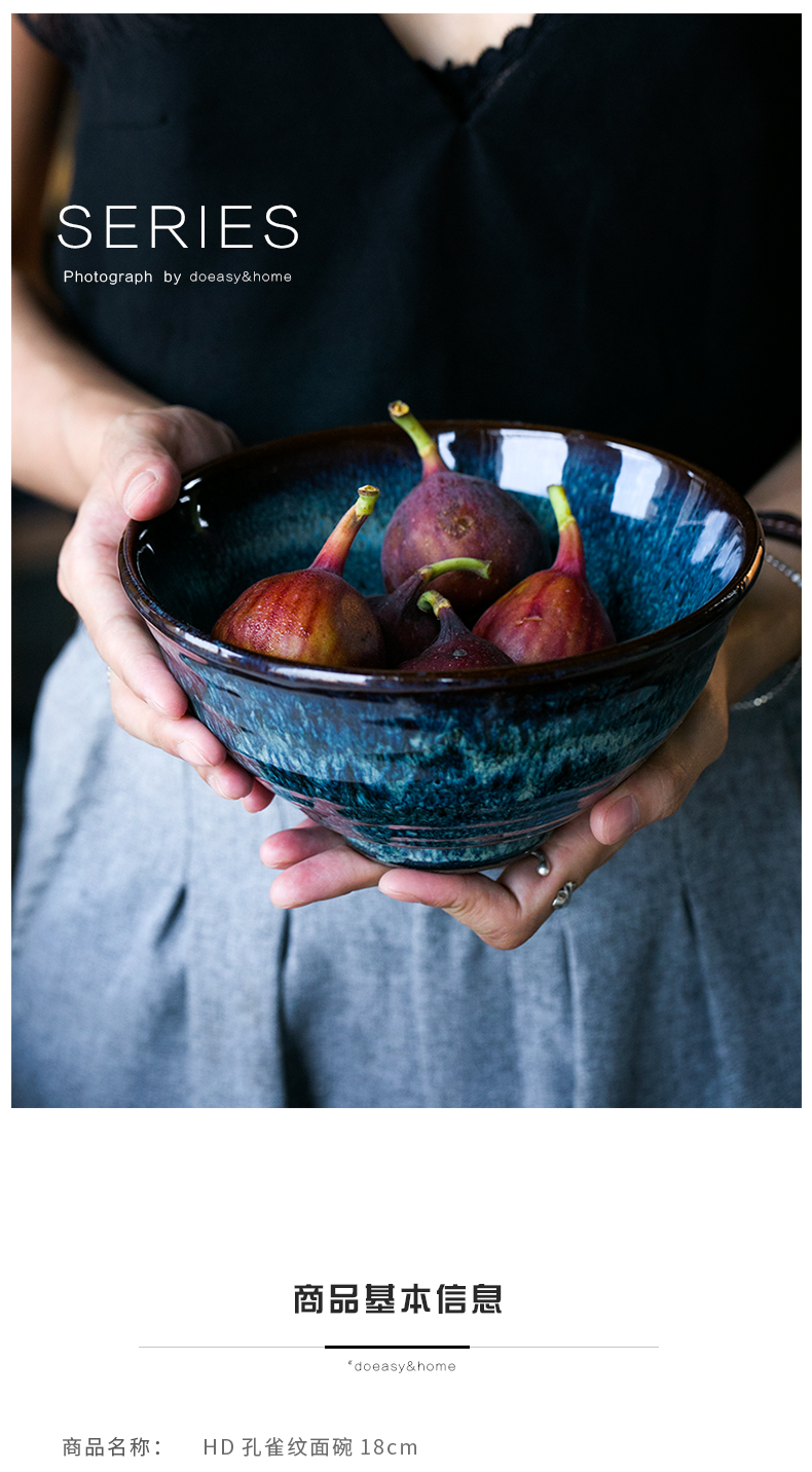 And HD peacock grain high creative ceramic bowl rainbow such as bowl with a single rice bowls bowl move Japanese dishes