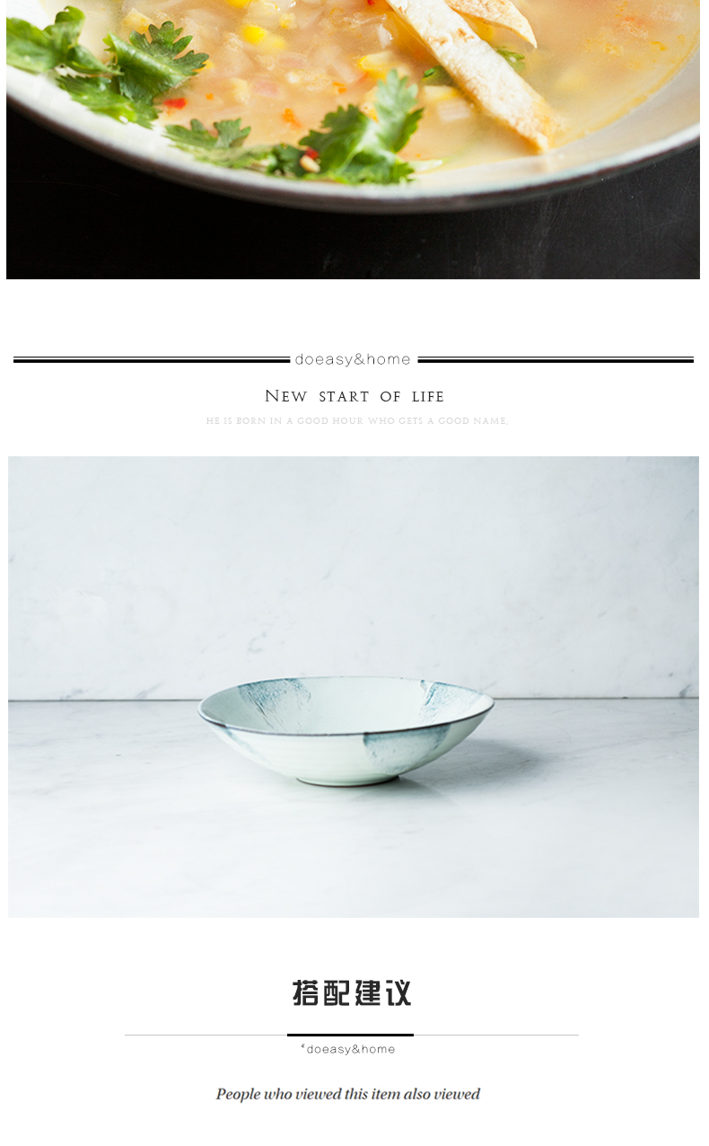 And HD Japanese coarse pottery fruit salad bowl hat to bowl of restoring ancient ways household creative ceramic bowl of soup bowl rainbow such use