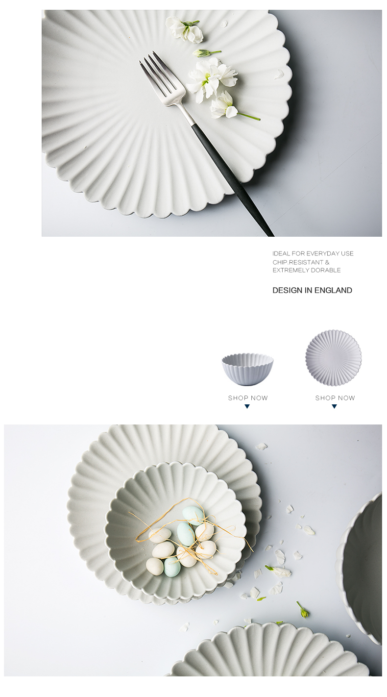 And European ceramic disc creative frosted by plate western food steak plate household snack plate of fruit salad snack plate