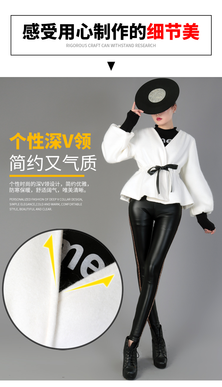 Đèn lồng Tay Áo Khoác của Phụ Nữ Ngắn 2018 Mùa Xuân và Mùa Thu Phong Cách Mới Eo Hàn Quốc Puff Tay Áo Joker Trắng Len Áo Khoác Ngắn áo khoác mùa đông nữ