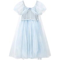 (Та же серия высокой четкости на прилавке) Детская одежда PEACEBIRD Синее платье для девочек Платье ледяной и снежной принцессы Платье