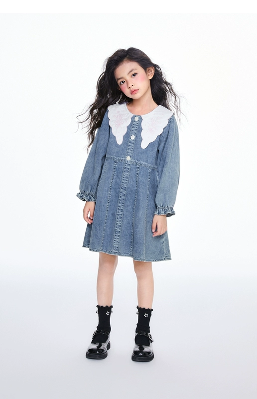 Quần áo trẻ em minipeace Peacebird váy trẻ em mùa xuân mới váy denim váy bé gái thời trang