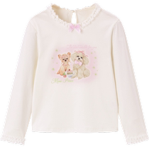 minipeace peacebird childrens clothing girls long-sleeved T-shirt lace collar childrens puppy autumn tops bottoming shirt trendy