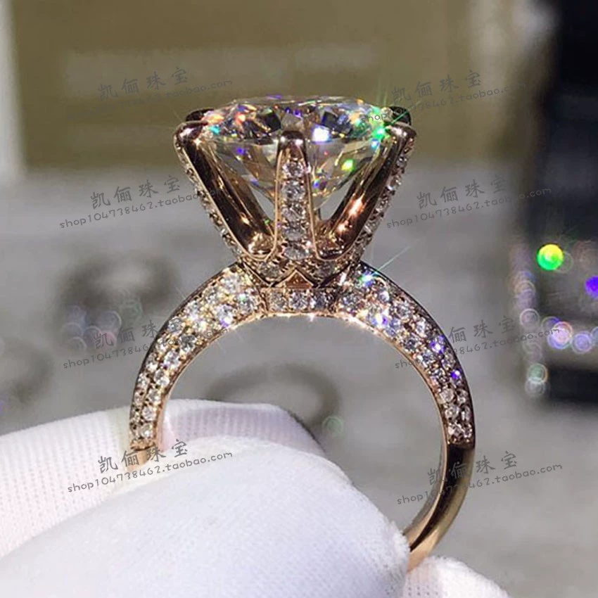 Nhập khẩu Mỹ Mozanstone D màu 1-10 carat siêu nhỏ khảm nửa mặt nhẫn nữ nhẫn cưới cặp đôi nhẫn cưới - Nhẫn