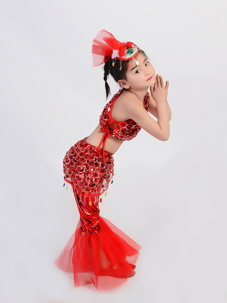 Hoa sen nhỏ thổi bong bóng cá biểu diễn trang phục trẻ em cá vàng nhỏ nhảy động vật trang phục cá nhỏ sáu một - Trang phục trang phục thể thao trẻ em