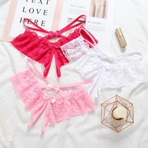 Japanese sexy underwear women transparent temptation low waist lace open file ultra-thin breathable cute little womens triangle