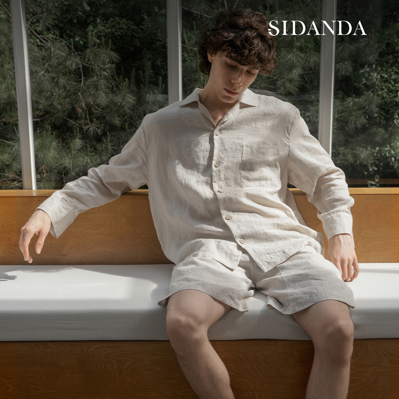 Sidanda French Linen Loungewear Men's Pure Linen Pajamas and Sleep Pants Can Be Worn Outside, Simple, Cool and Breathable Sidanda French Linen Loungewear Men's Pure Linen Pajamas and Sleep Pants Can Be Worn Outside, Simple, Cool and Breathable