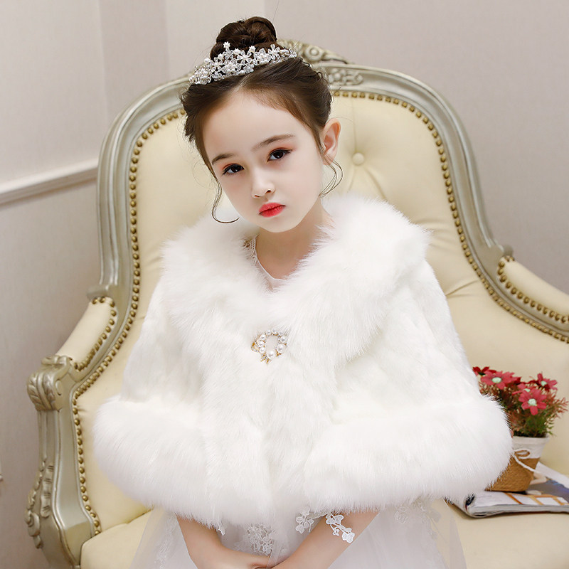 Child Cloister Cape Autumn Winter Out White Thickened Garnter Girl Shawl Cape Princess Baby Flower Boy Gown Jacket