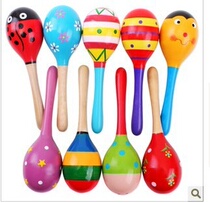 High quality solid wood hand rattle maracas infant musical instrument early education toys small size single price