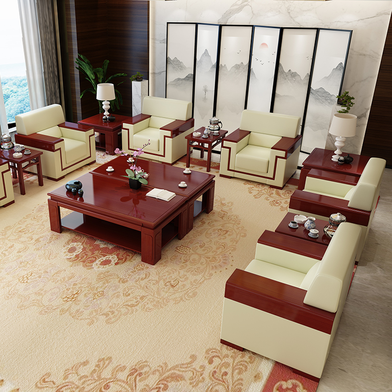 Office fabric VIP reception sofa simple modern conference room leather single seat business hall sofa