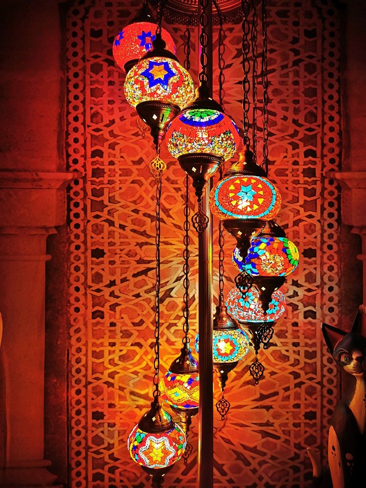 地中海复古客厅卧室浪漫异域民族风手工9头出口土耳其琉璃落地灯详情15