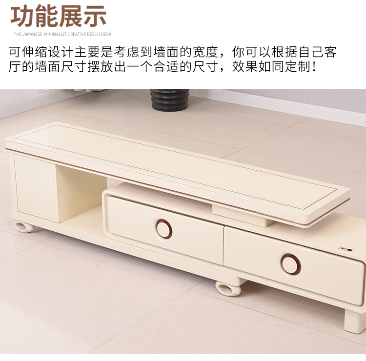 Nội thất phòng khách hiện đại Sơn piano bàn cà phê thủy tinh trắng Căn hộ nhỏ đơn giản Tủ tivi Bàn cà phê Ưu đãi đặc biệt - Bộ đồ nội thất kệ phòng khách