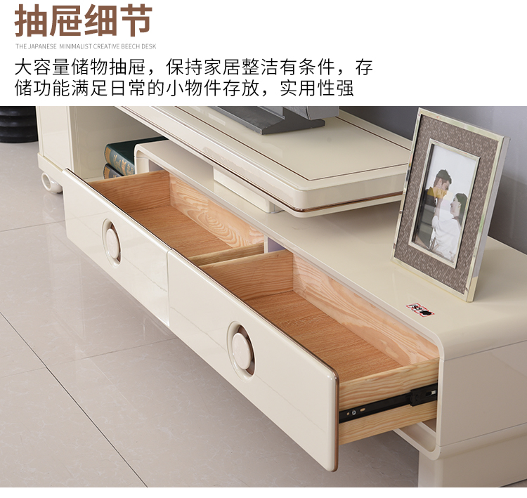 Nội thất phòng khách hiện đại Sơn piano bàn cà phê thủy tinh trắng Căn hộ nhỏ đơn giản Tủ tivi Bàn cà phê Ưu đãi đặc biệt - Bộ đồ nội thất kệ phòng khách