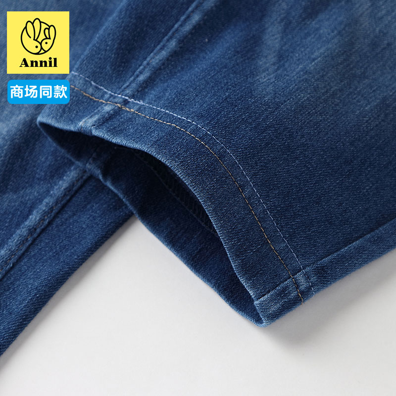 đan denim bảy điểm mô hình quần mùa hè cậu bé lớn eo lỏng căng mỏng quần short Annai dành cho trẻ em.