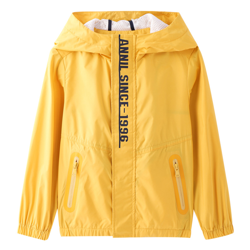 Annell trai punch Coat 2020 mùa xuân ăn mặc mới vừa dệt Child Coat Little Boy đúp Hood áo.