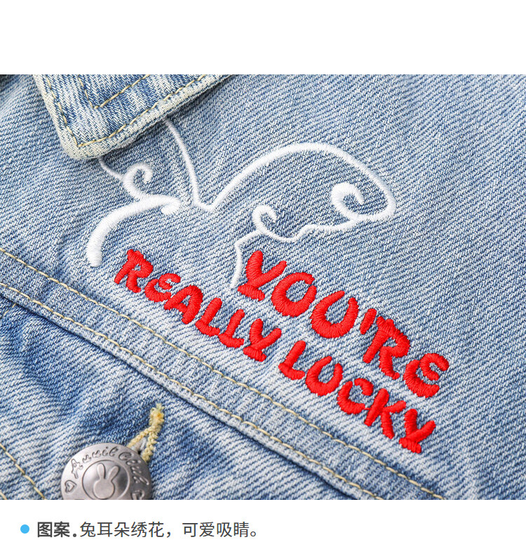 Детская куртка Жан 安奈儿女童装短款翻领浅色牛仔夹克外套春秋季款甜美时尚上衣 Annil