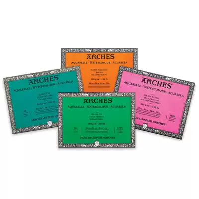 France Kang Song ARCHES Ashi cotton pulp watercolor paper four-sided sealing glue 300g thick and medium fine lines