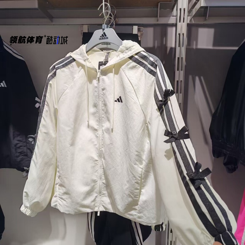 Adidas Classic Three-Stripe Women's Dance Series Casual Hooded Woven Jacket Kr7602