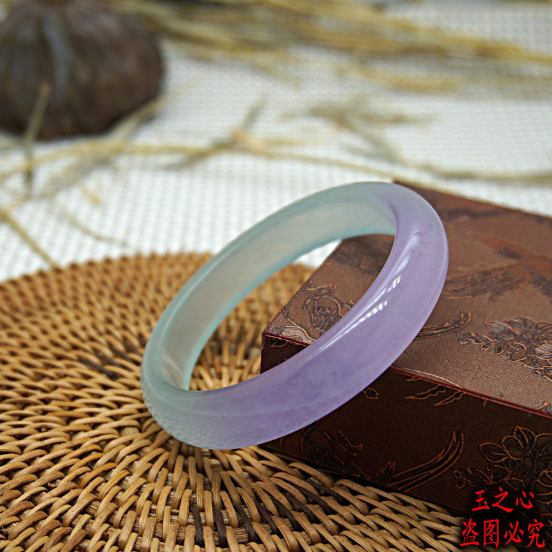 Natural jade color Wangfu real jade bracelet Female jade violet light green jade bracelet Female girl department mother's section