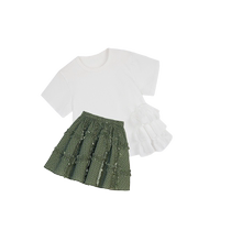 Suit] Jiangnan Buyi childrens clothing summer short-sleeved T-shirt half skirt two-piece set girls childrens clothing jnbybyjnby