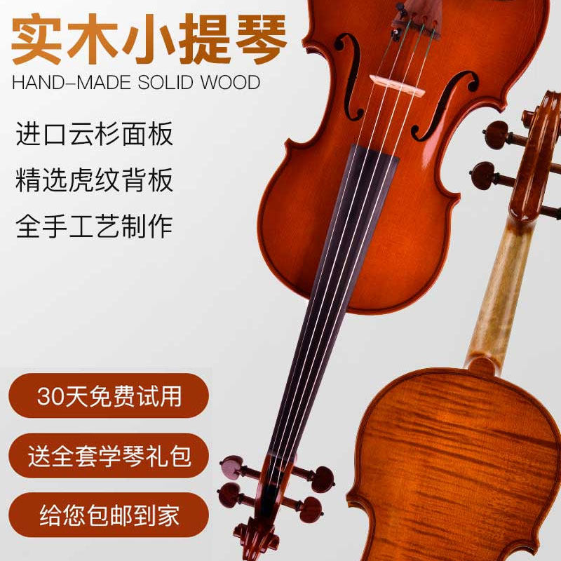 Tai's 2021 Classic Imported Pure Handmade Violin Tiger Print Children Adult's Examination Playing Grade Professional Class Instruments