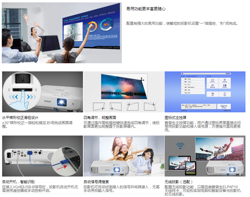 Epson Epson CB-X05 Home HD Văn phòng Giáo dục Kinh doanh Hội nghị Máy chiếu WiFi không dây