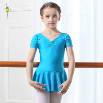 Childrens dance clothes girls practice short sleeves summer girls dance clothes childrens conjoined ballet skirt