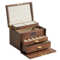 Solid wood jewelry box multi-layer light luxury retro walnut storage box earrings necklaces rings watches beaded jewelry boxes
