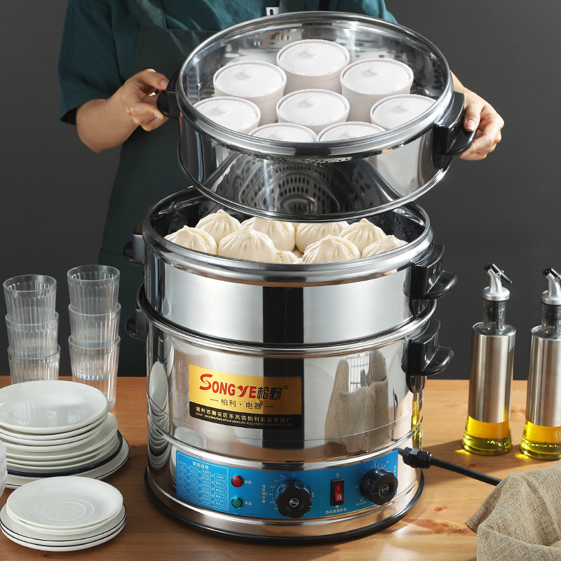 Matsuno Electric Steam Boiler Multifunction Home Automatic Power Cuts Extra-large Capacity Commercial Stainless Steel Electric Steam Cage Multilayer Steamed Vegetables