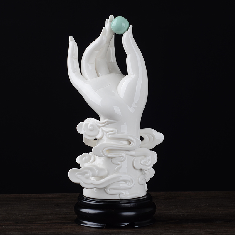 Defied white porcelain pendulum piece Buddha's hand Xiangyun Living room modern minimalist home TV wall wine cabinet Office desk decorations