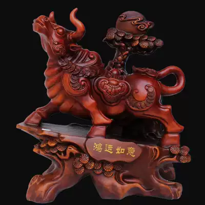 Fortune such as rainbow cattle ornaments handicrafts set up large golden bull Zhaocaiu walujie cattle zodiac animal imitation wood animal