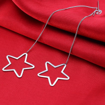 New Stainless Steel Earrings Earnail Female Titanium Steel Hollowed-out Star Ear Line Length 