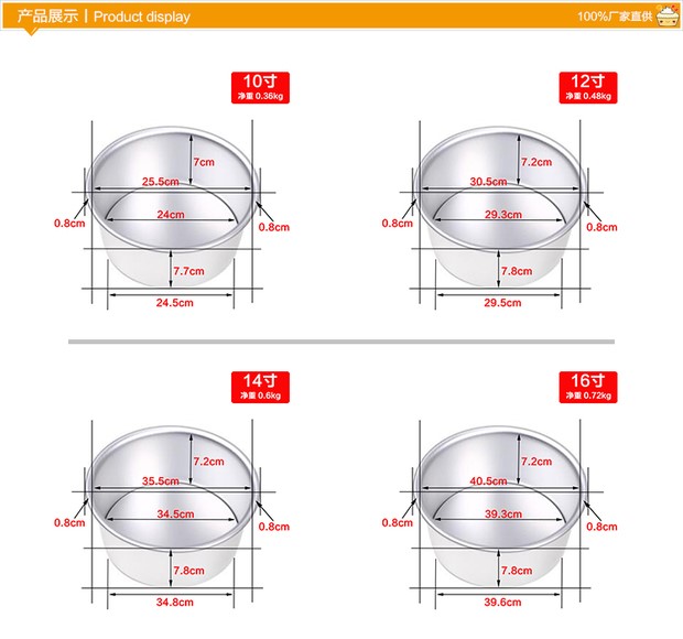 Nướng bánh cực dương hoạt động đáy thiết bị khuôn bánh bão 6 8 10 12 14 16 inch khuôn đáy sống - Tự làm khuôn nướng khuôn làm bánh cá