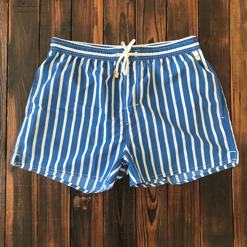 Beach pants men's seaside swimming trunks striped shorts three-point belt lined sports running fitness casual shorts