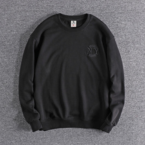 Spring simple round neck pullover sweater embroidery letters Youth loose trend Long sleeve terry sweater men