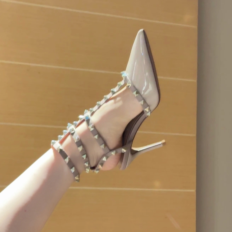 2026 Summer New Style One-Strap Rivet Pointed Toe High Heels with Three-Ring Straps and Stiletto Sandals for Women 2026 Summer New Style One-Strap Rivet Pointed Toe High Heels with Three-Ring Straps and Stiletto Sandals for Women