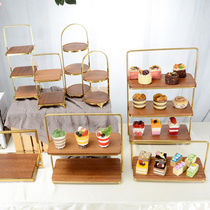Golden three-layer Nordic fruit pastry tray luxury high-end afternoon tea heart rack Dessert table cake rack ornaments