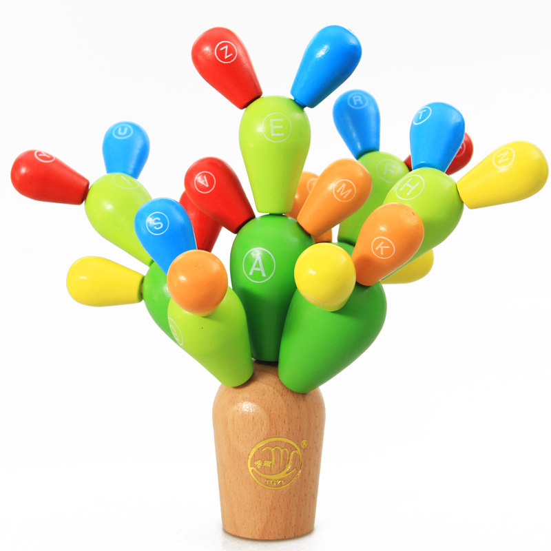 Children's Educational Toys Early Education Teaching Aids Wooden toys patchwork and disassembly Cactus Ball Building Blocks Montessori Teaching Aids