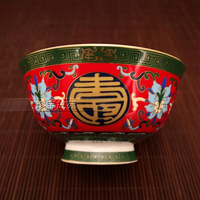 Special price Jingdezhen ceramic bowl imitation dry long annual pastel longevity pattern porcelain bowl rice bowl ornaments