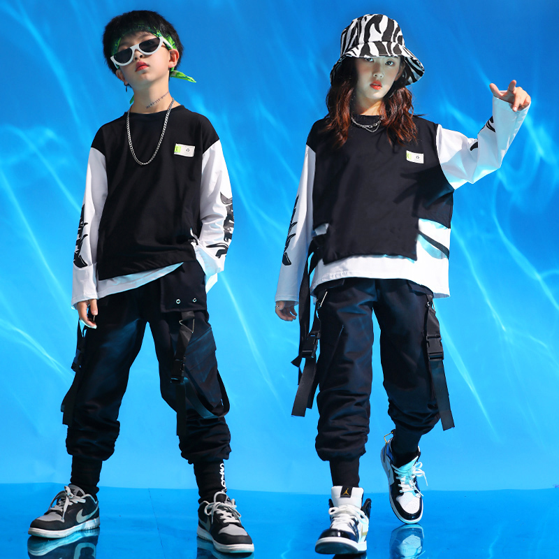 Personality Hip Hop Boy Street Dance Suit Children Practice Dancer Girl Jazz Dance Performance Clothing Tide Pagoon Racks Subdrum Performance