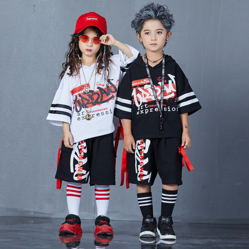 Hip Hop Boy Street Dance Suit Girl Dance Suit Children Practice Suit Tong Die Walk Show Tide Pagoon Rack Son Drum Play Out
