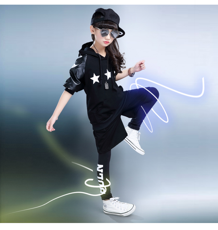 Hip hop chàng trai nhảy đường phố quần áo trẻ em hiện đại jazz biểu diễn quần áo khiêu vũ quần áo cô gái trống Chaobao show set đồ bộ cho be gái 12 tuổi