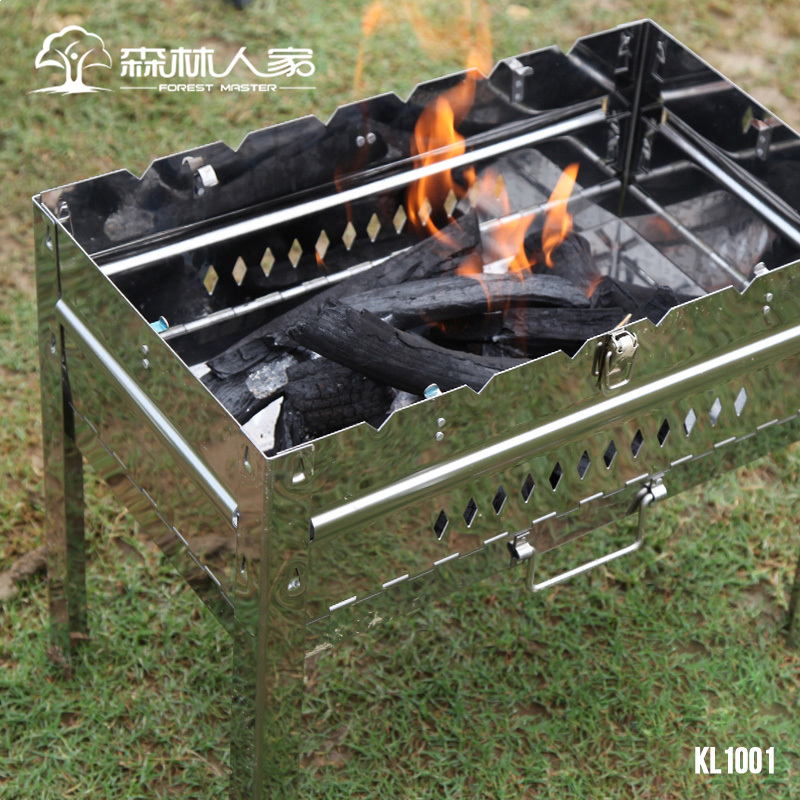 Forest home Field Barbecue Rack Portable Folding Thickened Stainless Steel Outdoor Barbecue Grill Charcoal Grilled Stove