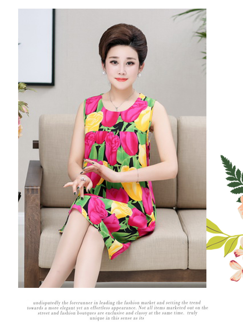 Trung niên và old-fashioned nightdress nữ cotton lụa mẹ rayon lỏng không tay đồ ngủ kích thước lớn phần mỏng nhà cũ dịch vụ mùa hè