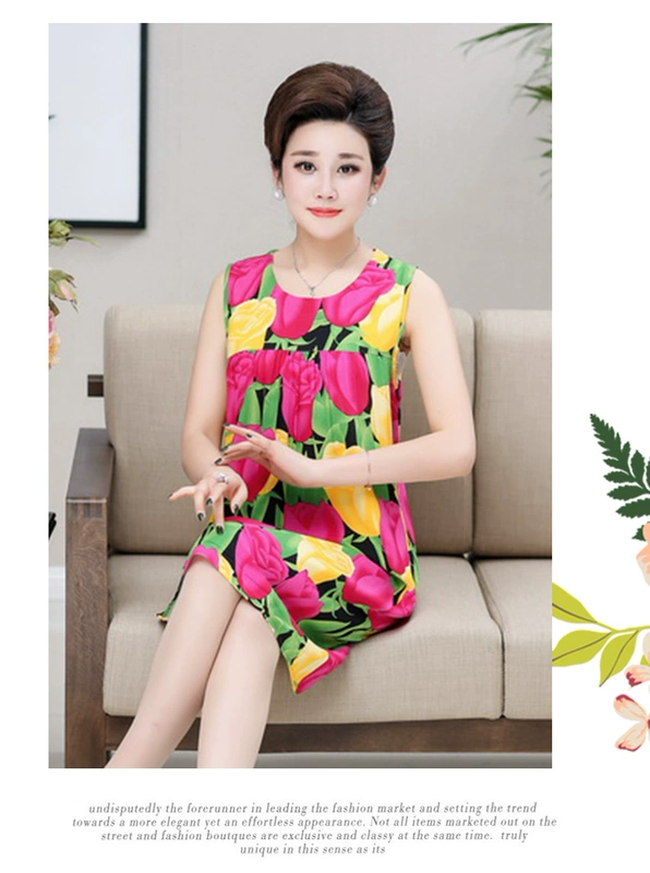 Trung niên và old-fashioned nightdress nữ cotton lụa mẹ rayon lỏng không tay đồ ngủ kích thước lớn phần mỏng nhà cũ dịch vụ mùa hè đầm nữ đẹp