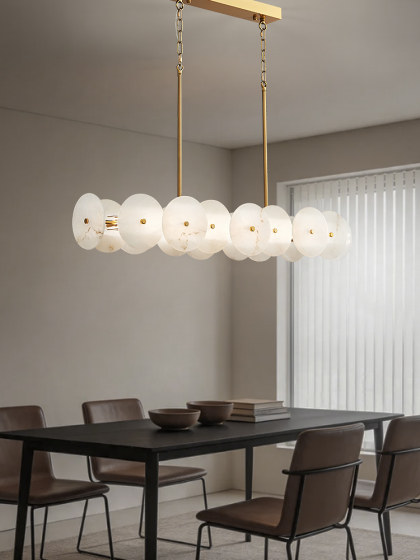 French-Style Light Luxury Marble Living Room Chandelier, Circular Designer Model, Mid-Century Style Song Aesthetic Dining Room and Bedroom Lighting Fixtures