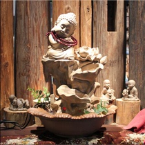 Creative Chinese flowing water ornaments fountain Zucai Buddha living room humidifier fish pond home decoration crafts