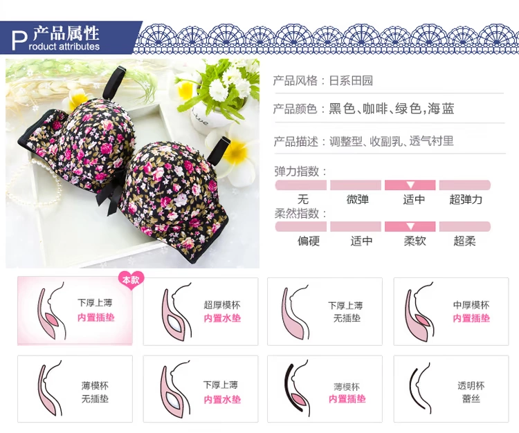 Nhật Bản ngọt ngào mục vụ thu thập hoa thiết lập áo ngực dễ thương cô gái ngực nhỏ đồ lót ngực nữ mùa đông