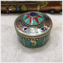 Edge Raw Buddha Nepal Pure Bronze Handmade Pinch Silk Six Words True rice box inlaid with pine stone first decoration box big number